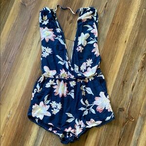 Floral Romper - Navy and Pink